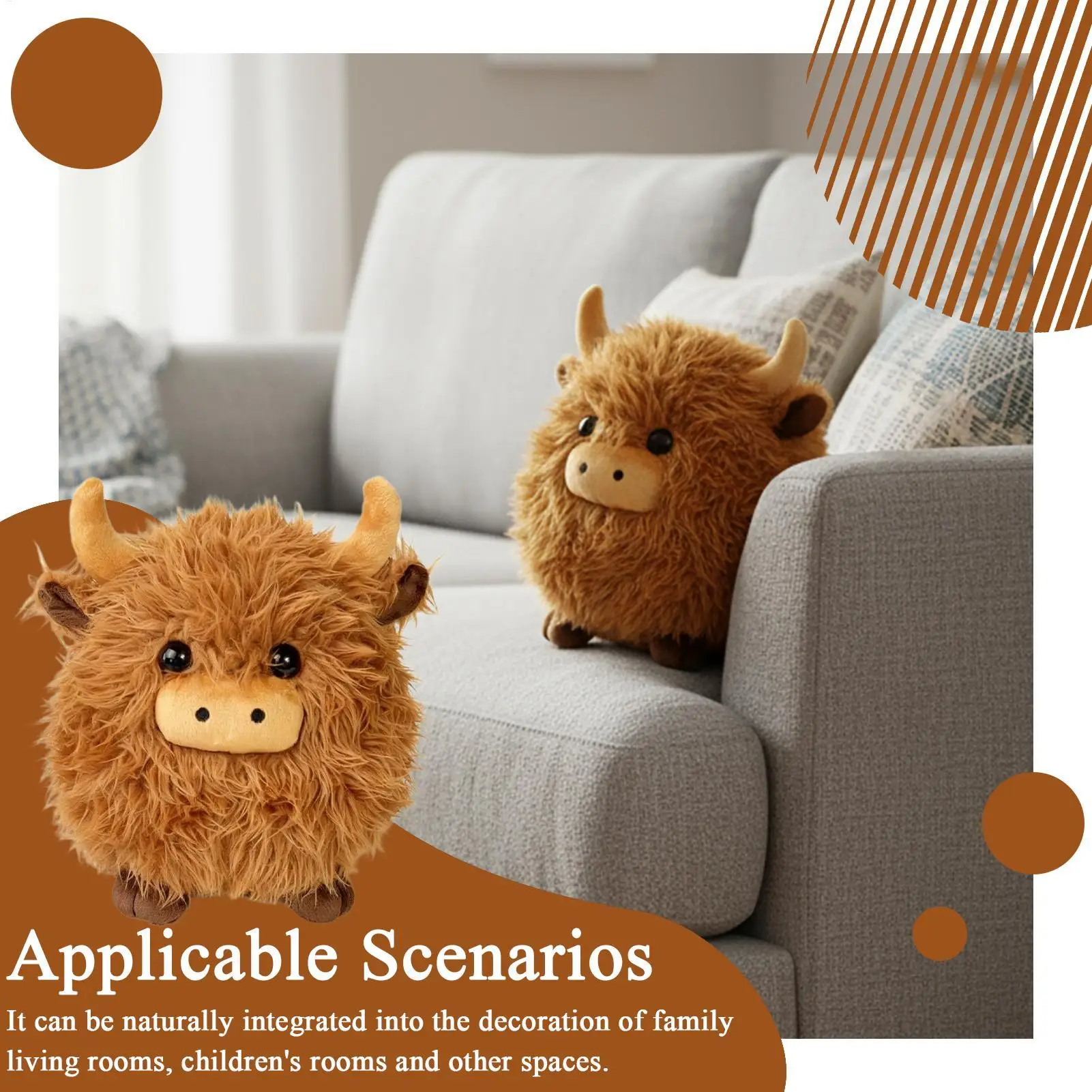 Stofftier, beruhigender Begleiter, Plüschtier, Kuhpuppe, gefüllt für Kinder, Teenager, Jungen, Mädchen, Sammler, Freunde, Sofa