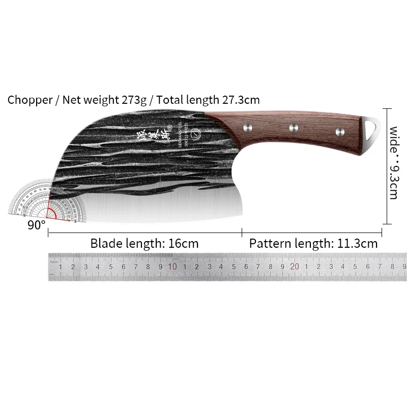 Chicken wings wood handle hand forged kitchen knife, household stainless steel sharp chef Chinese kitchen knife, blade knife