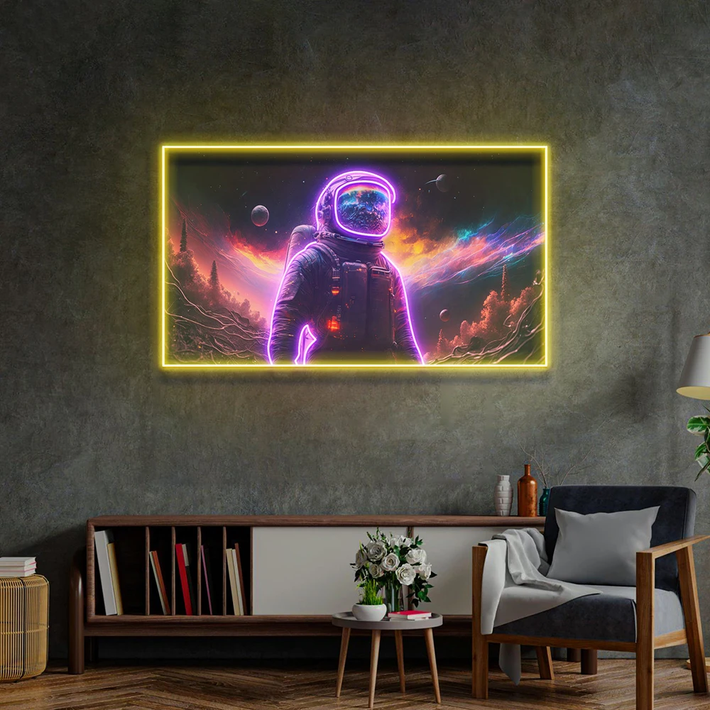 Señal de luz LED de neón astronauta en el espacio para sala de juegos, decoración de dormitorio, hogar, oficina, decoración de pared, luces nocturnas