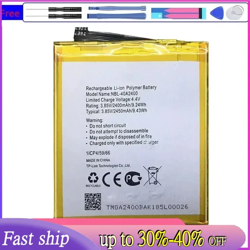 Li-Ion Polymer Battery NBL-40A2400 NBL40A2400 2450Mah For TP-Link Neffos Y5s TP804A TP804C Bateria + Free Tools