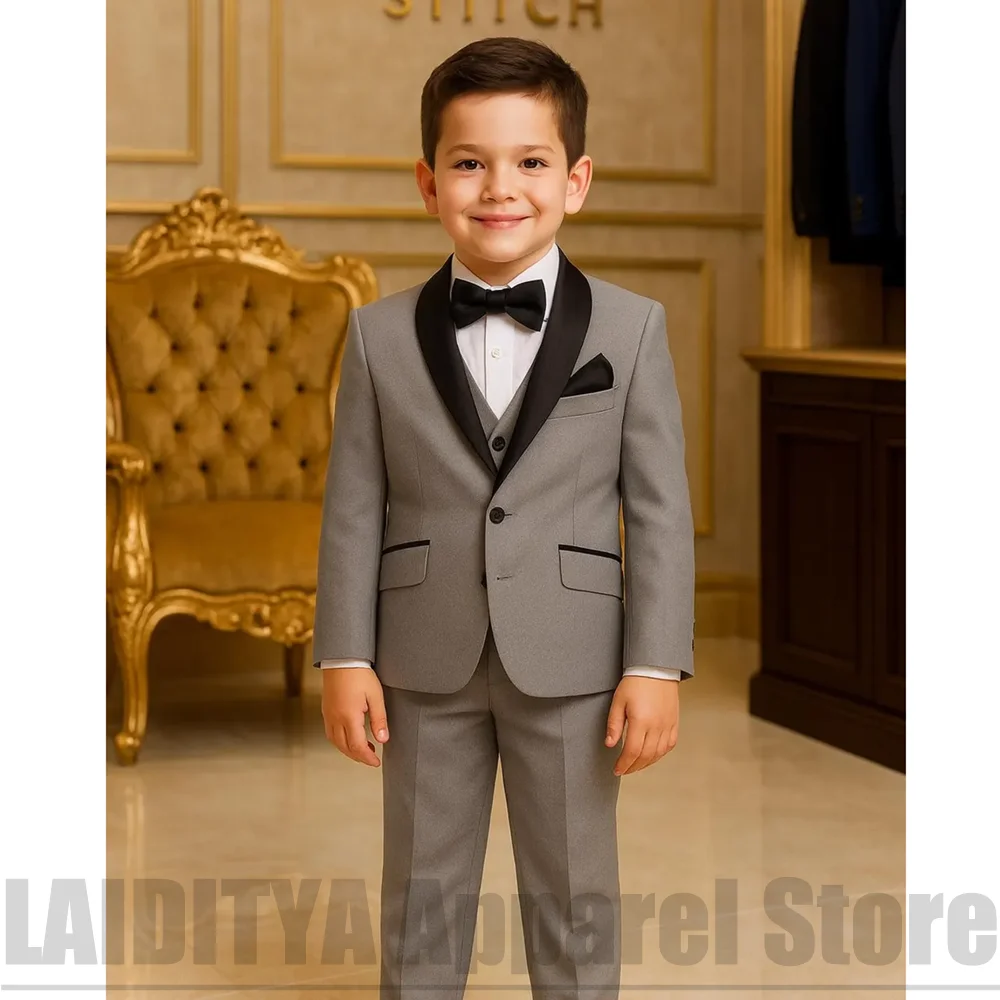 Kids Boys Formal 3 Piece Suit Shawl Lapel Blazer Waistcoat Trousers Children Outfit Fashion Wedding Flower Boy Party Tuxedo