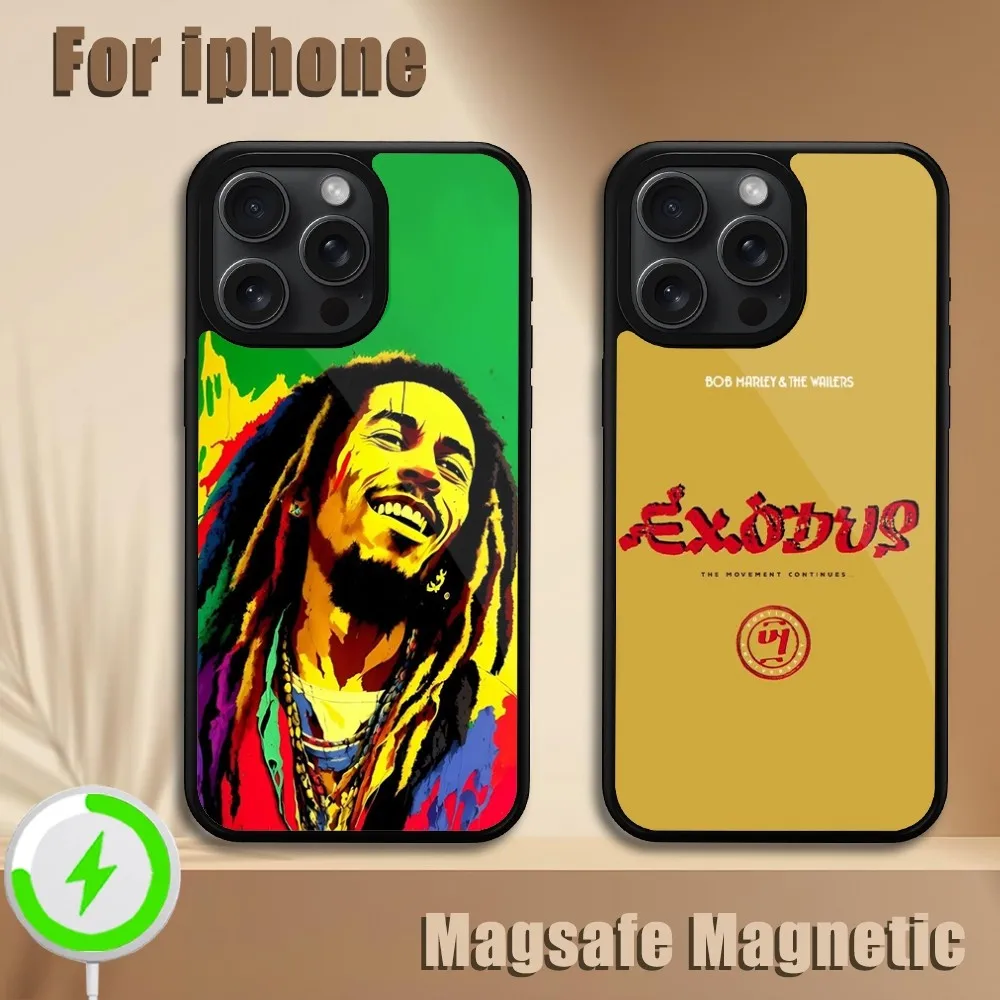 Bob Marley Singer  Phone Case For iPhone 11 12 13 14 15 Plus Pro Max Magsafe Magnetic Wireless Charging Cover