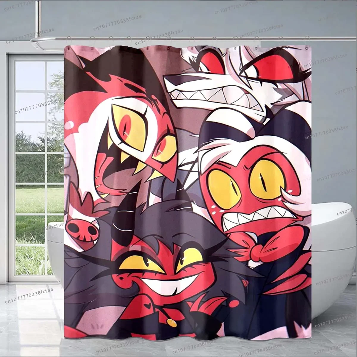 Штора для душа Helluva Boss, комедия, принт фильма, занавеска для душа с мультяшным красным рисунком, модное украшение для ванной комнаты для взрослых и детей