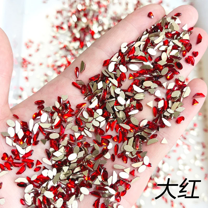 20PCS Mix Nail Rhinestones Aurora Flat Crystal Irregular Diamonds Shiny AB Black 3D Manicure Nail Art Decorations Charms Jewelry