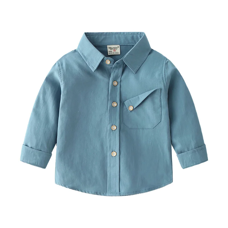

2025 Spring/Autumn Boys Candy Color Shirt Fashion Long Sleeve Casual Tops for Toddler Daily Wear Soft Comfortable Kids Clothes