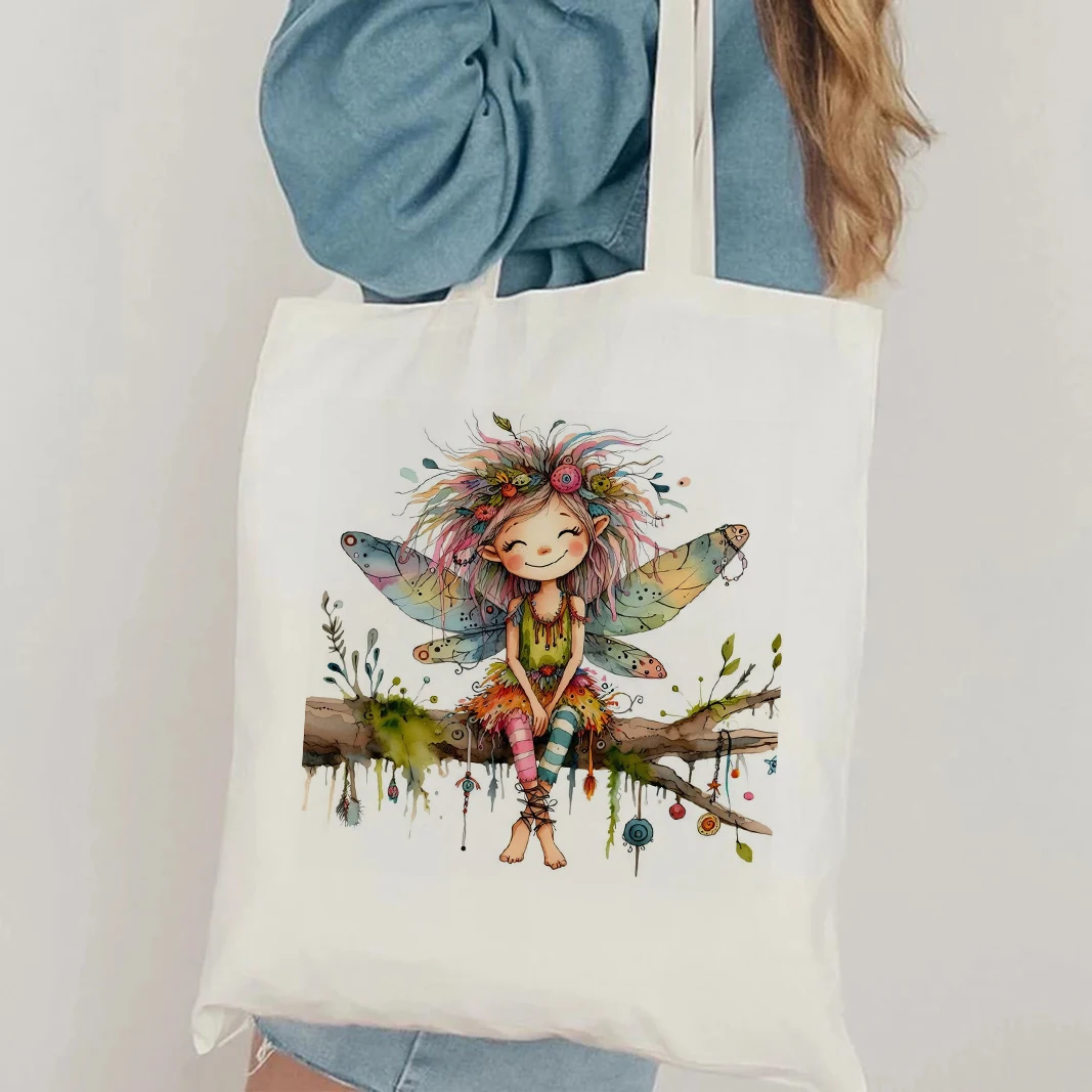 Humorus Dragon Fairy Bolso de mano de lona Bolsa de compras duradera y amigable para mujeres y hombres Perfecto para uso diario y regalos