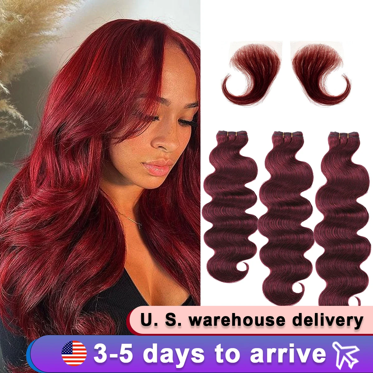 Body Wave Bundels van echt haar Braziliaans haarweefselbundels 99J Bordeaux 20 22 24 26 inch 16A Deal Nat en golvend Bundels Echt haar