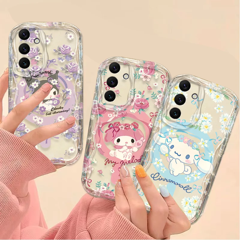 Melody Kuromi Cinnamoroll Floral Case for Samsung Galaxy A06 A16 A26 A36 A56 A05S A15 A25 A35 A55 A14 A24 A54 A13 A23 A52 A52S