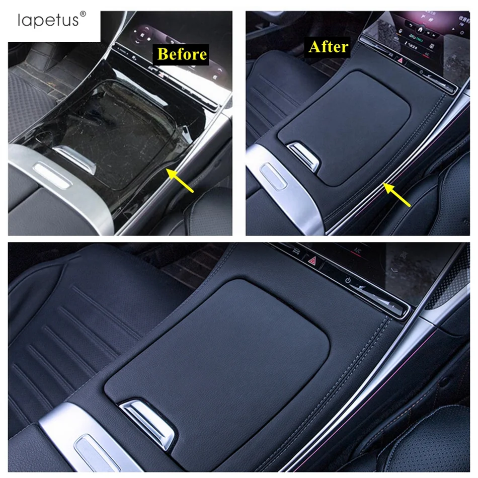 Center Console Armrest Storage Box Panel PU Leather / With Villus Sticker Interior For Mercedes-Benz C Class W206 2022 2023 2024