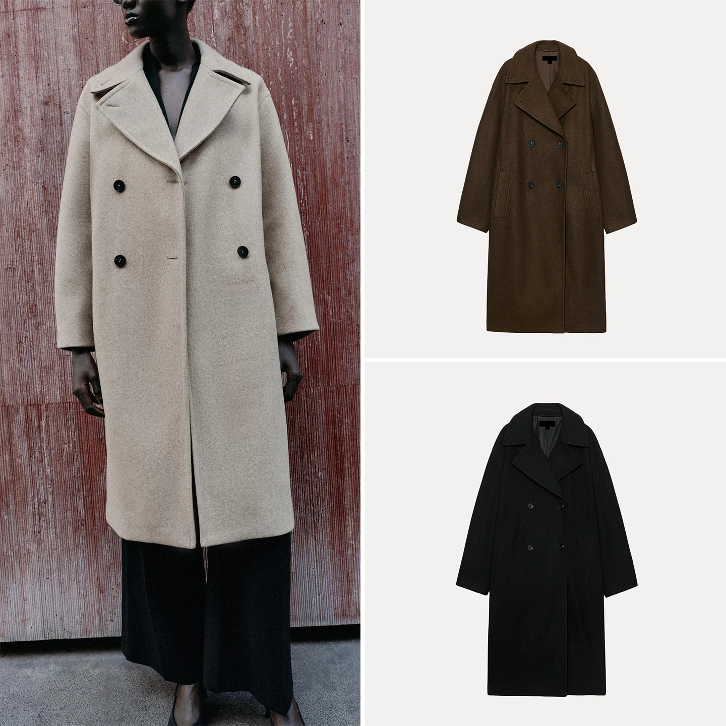 Fashionable Long Sleeve Double Breasted Loose Coat Women's Autumn Wear 2026 New Arrival ZADATA Standard Fit Other Material
