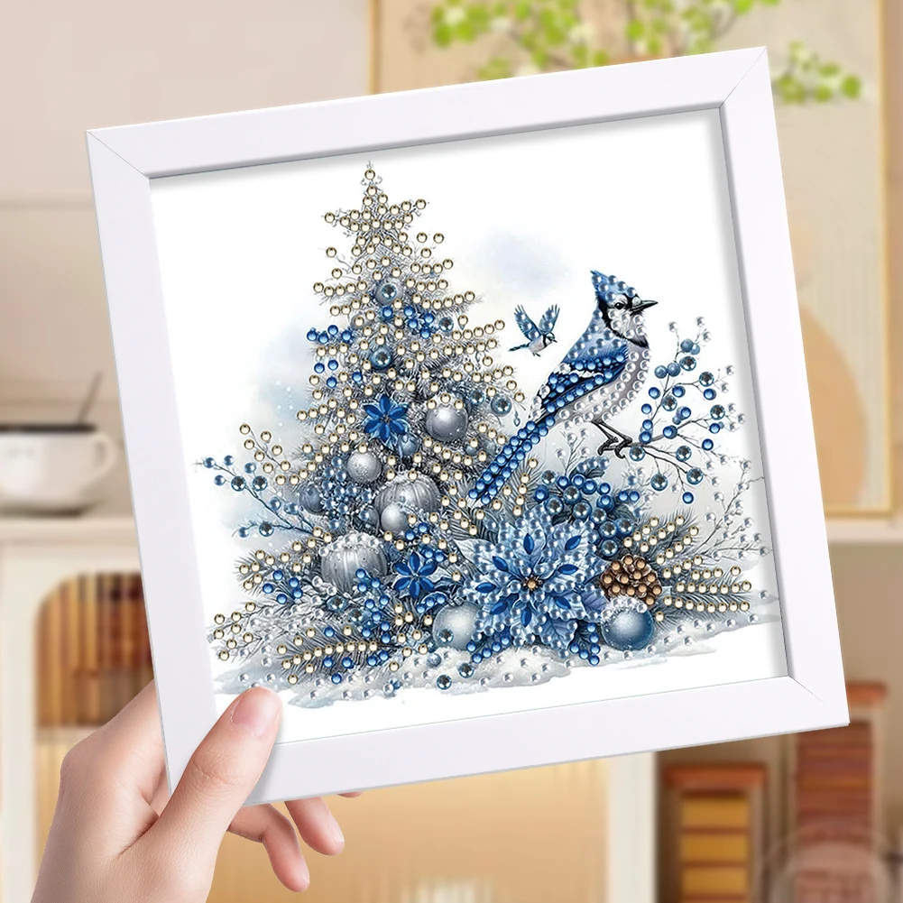 

18x18cm Xmas Bird DIY Special Shape Crystal Partial Diamond Painting Kit w Frame