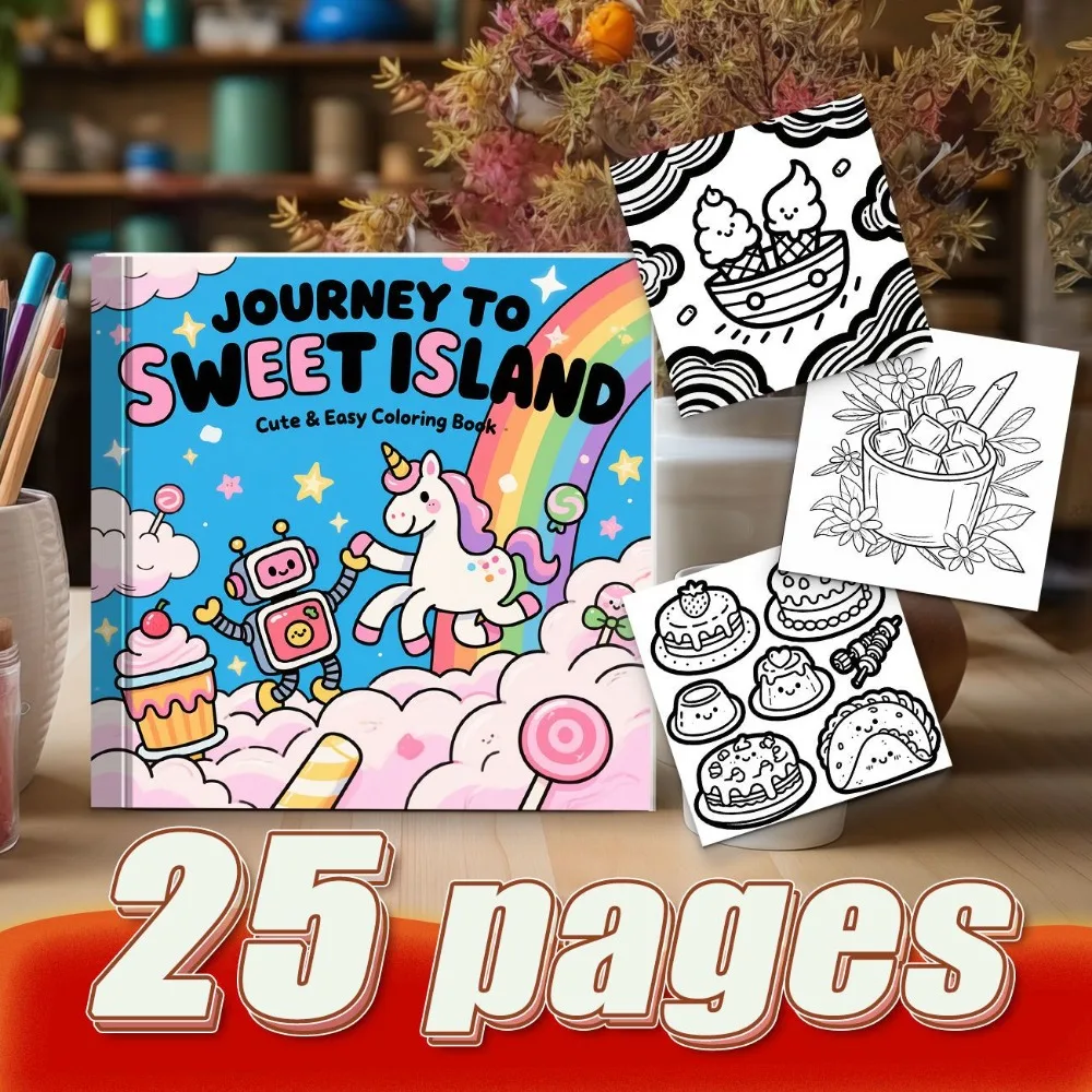 Food Simple Line Coloring Book Parent Child Companion Stress Relief Healing Rich Food Themes Included Brushes