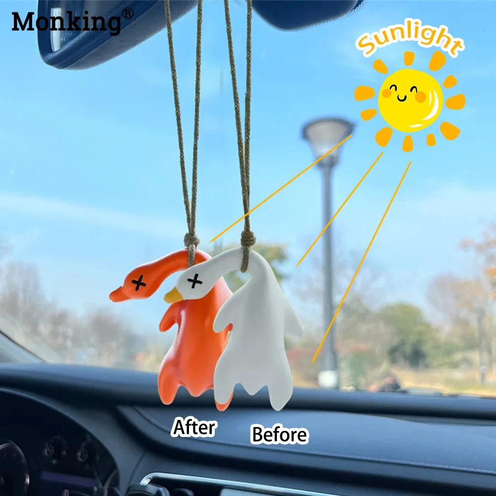 

5/10/20Pcs Color Change Duck Keychain UV Photochromic Simulation Roast Duck Car Pendant Keyring for Handbag Accessories Gift