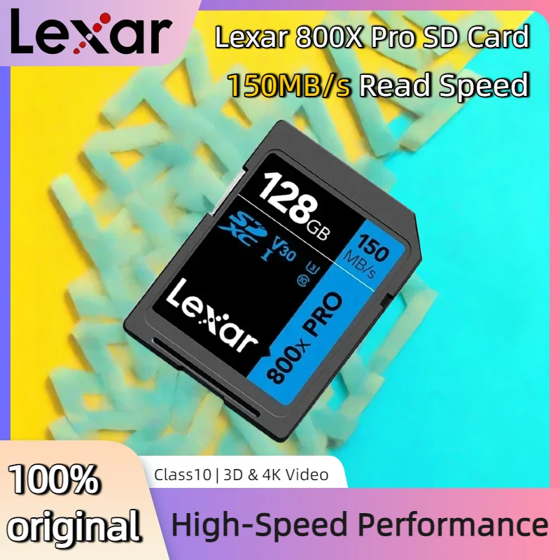 Lexar Memory Card 800X Pro 128GB 64GB 32GB 256GB SD Card Class 10 3D 4K V30 Video High Speed UHS I 150MB/s for Camera