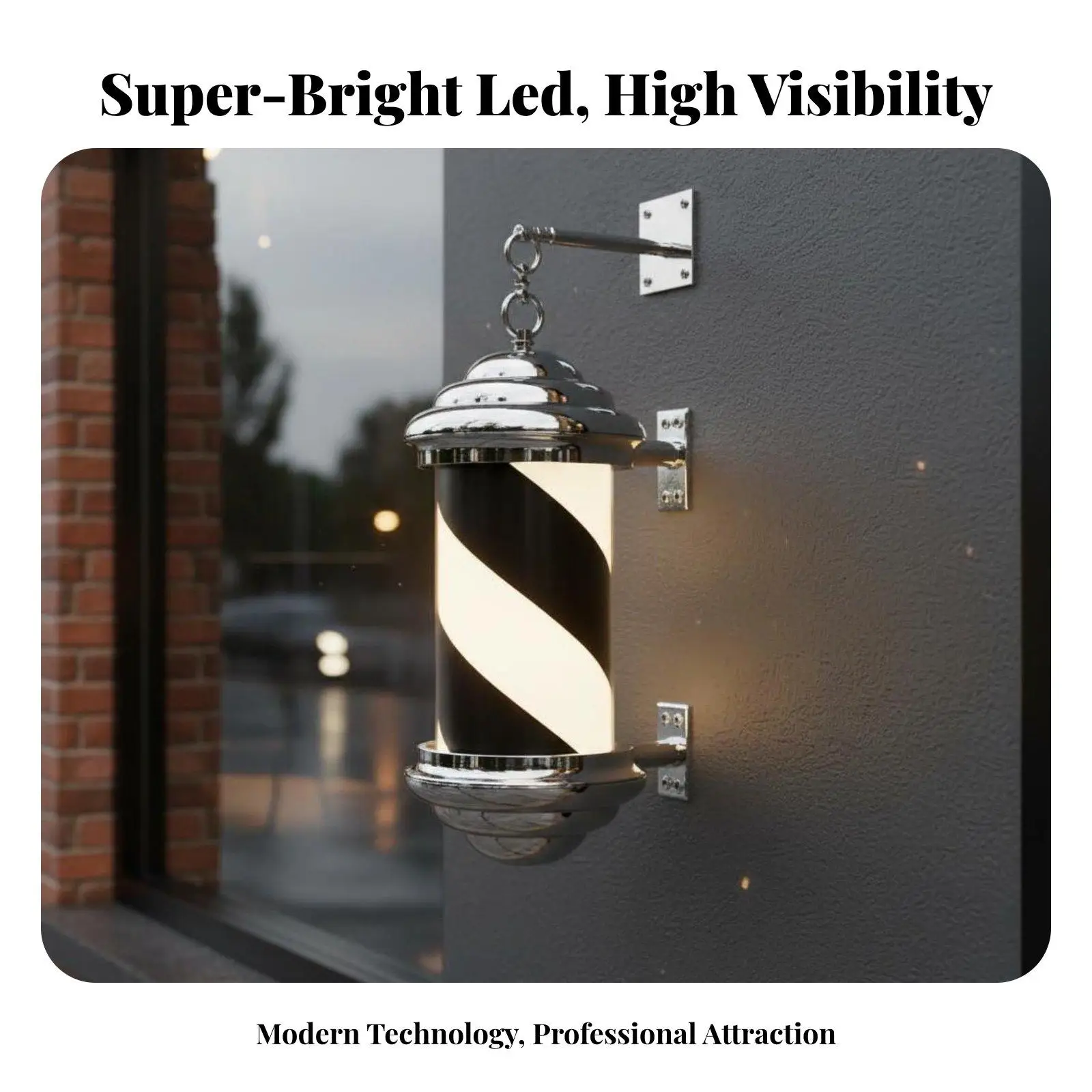 Professional Barber Shop Light Rotating LED Pole Sign Waterproof Wall Mount for Beauty Salon Business