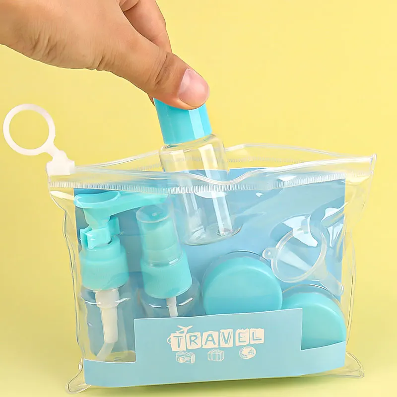 7 個旅行ミニメイクアップ化粧品フェイスクリームポットボトルプラスチック透明空のメイクアップコンテナボトルトラベルアクセサリー