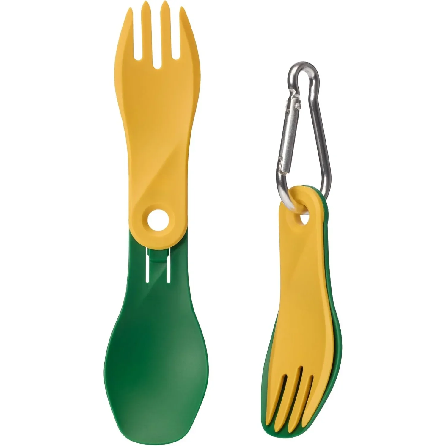 humangear GoBites Bio Spin - Compact Folding Spork for Travel, Camping & Everyday Carry Bio-Based Utensil with Carabiner Hole