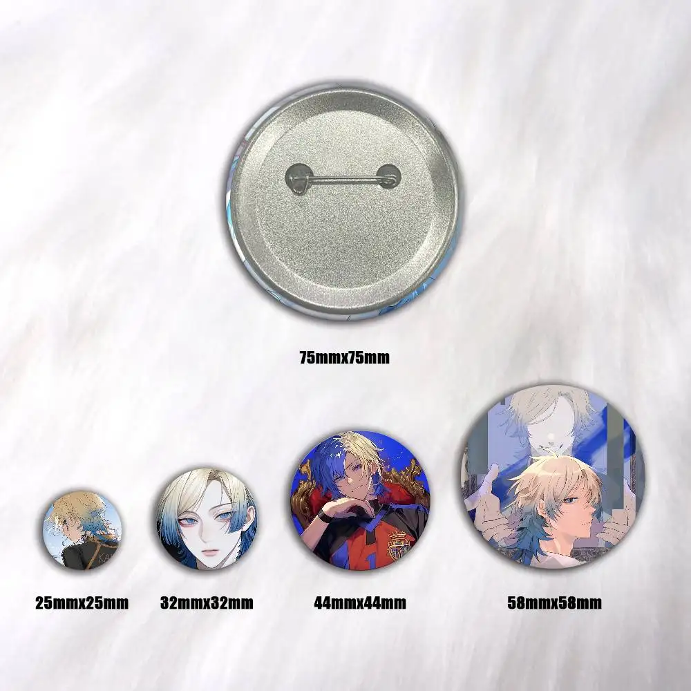 Classic Anime B-Blue Lock Michael Kaiser Manga Badges Round Cosplay Pin Bag Decor Fans Collect Friends Gifts Brooch view 3