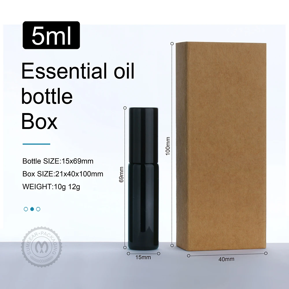 5ml Roll On Empty Essential Oil Vial With Box Glass Perfume Bottle Mini Refillable Perfume Bottle For Travel Bottle