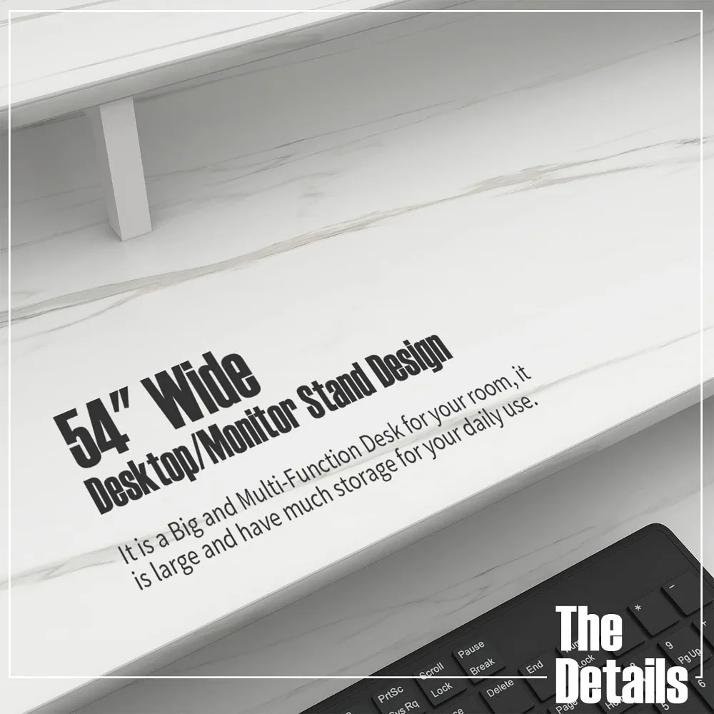 Computer Desk with Storage Shelves/24.5in Keyboard Tray/Monitor Stand Study Table for Home Office(54*19inch