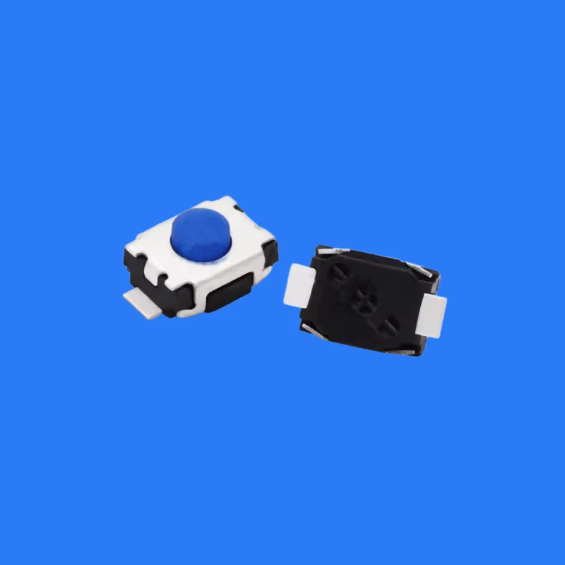 100pcs/ TS-A010AB touch switch 2-pin patch 3*4*2 vertical column-free blue silicone round head