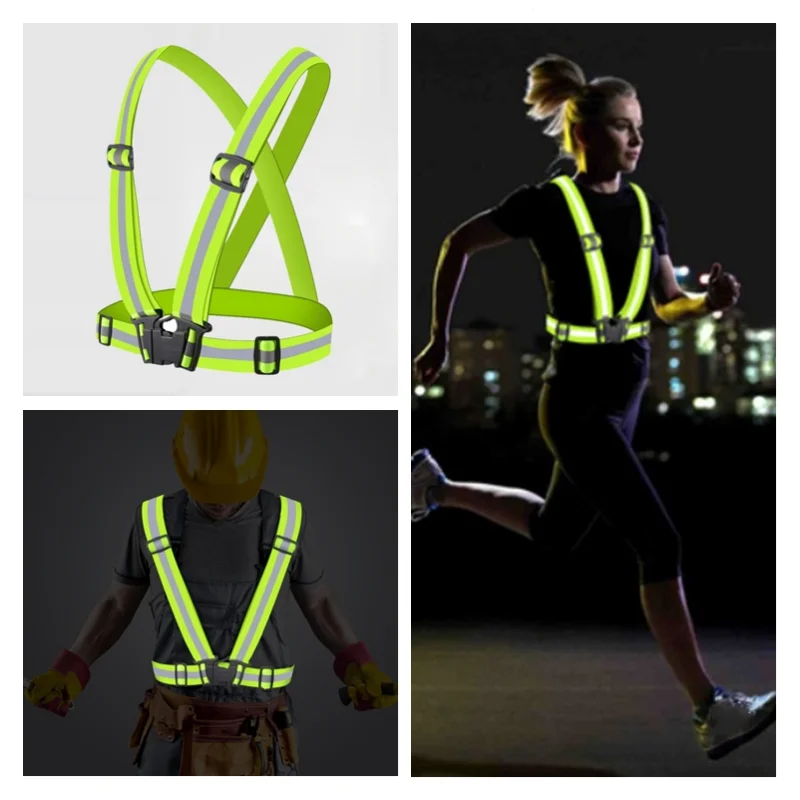 4 Kleur Verstelbare Veiligheid Hoge Zichtbaarheid Reflecterende Vest Rijbaan Veiligheid Gear Strepen Jas Night Running Groothandel