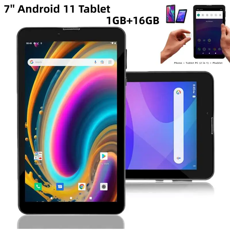 7'' Android 11 Tablet For Kids 3G LTE Phone Call Dual SIM Card Quad Core 1GB RAM 16GB ROM 1024 x 600 IPS GPS Support