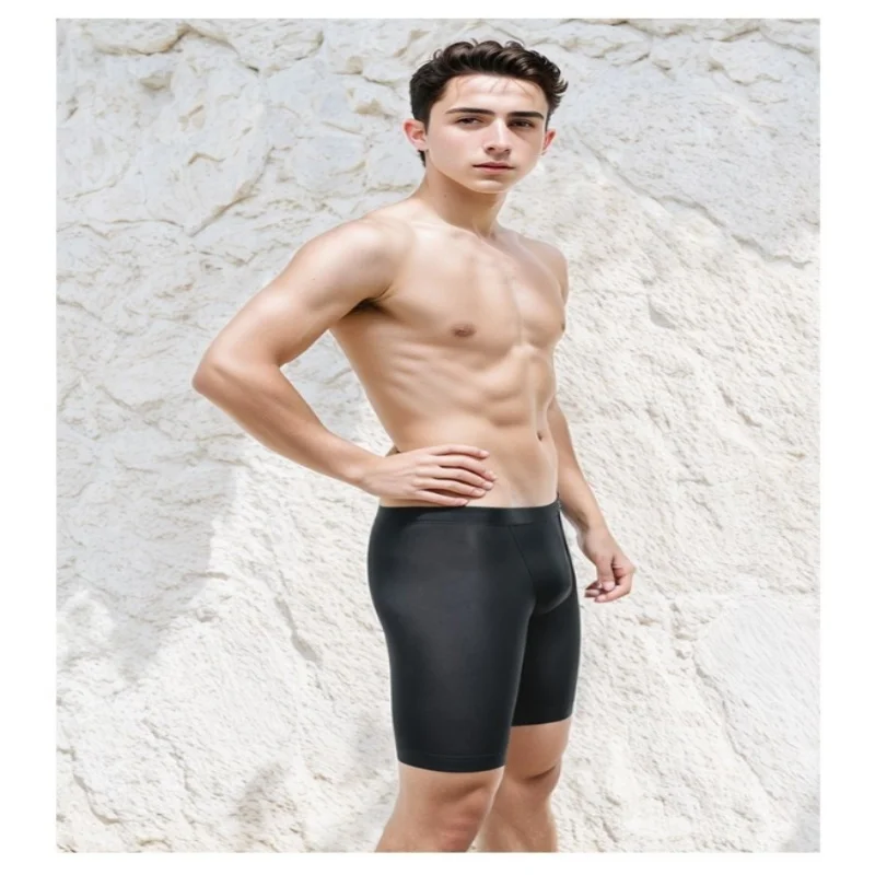Heren Boxers Shorts Siliconen PU Eendelig U Bolle Zakje Broek Zacht Elastisch Slipje Strak Lage Taille Veiligheid Trunks Kort Waterdicht