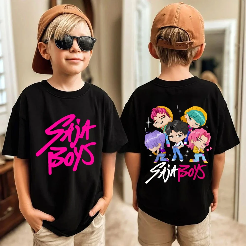 New Saja Boys Band Kids Shirt Kpop Demon Hunters Movie Boy Girls Shirt Y2K Fashio Casual Breathable Comfortable Sports T-shirt