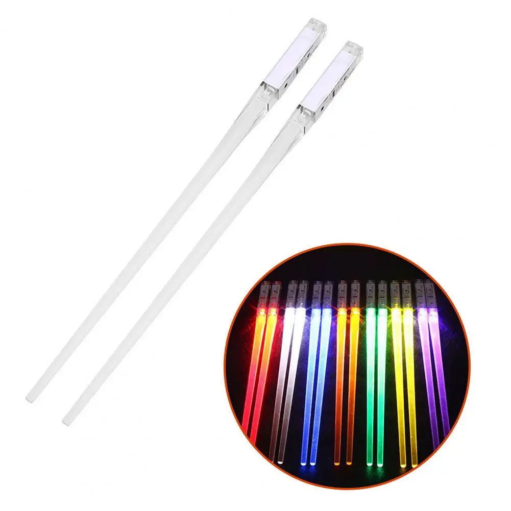 1 Pair Creative Food Chopsticks Portable LED Chopsticks LED Illuminated Glowing Light Chinese Chop Sticks  Easy-to-Clean