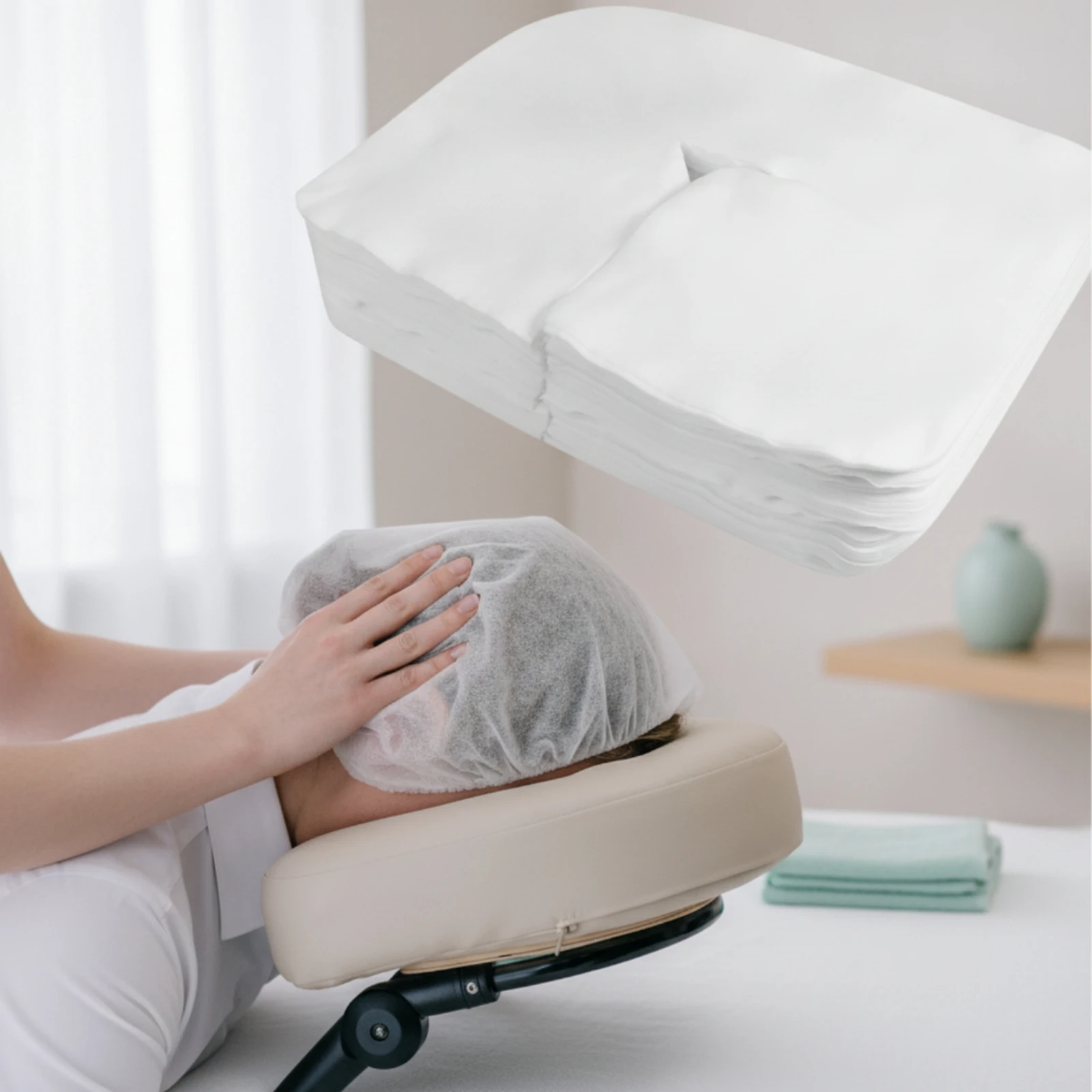 200 Pieces Face Cradle Cover Breathable Massage Table Cover with Face Cradle Hole Fitted Sheet Gentle on skinFriendly