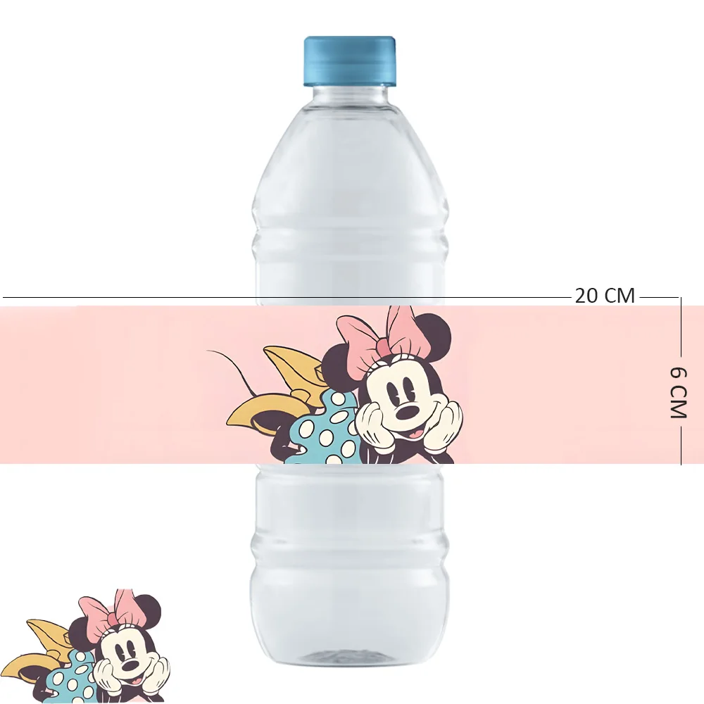 10/50pc Disney Minnie Water Bottle Label Birthday Decorations Waterproof Stickers for Kids Boys Girls Baby Shower Party Supplies