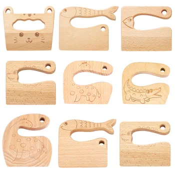 Houten Kindermes Voor Het Koken Van Schattige Vis Dinosaurus Vorm Keuken Speelgoed Groente Fruitsnijder Keuken Gereedschap Speelgoed Hout Mes Voor Kind
