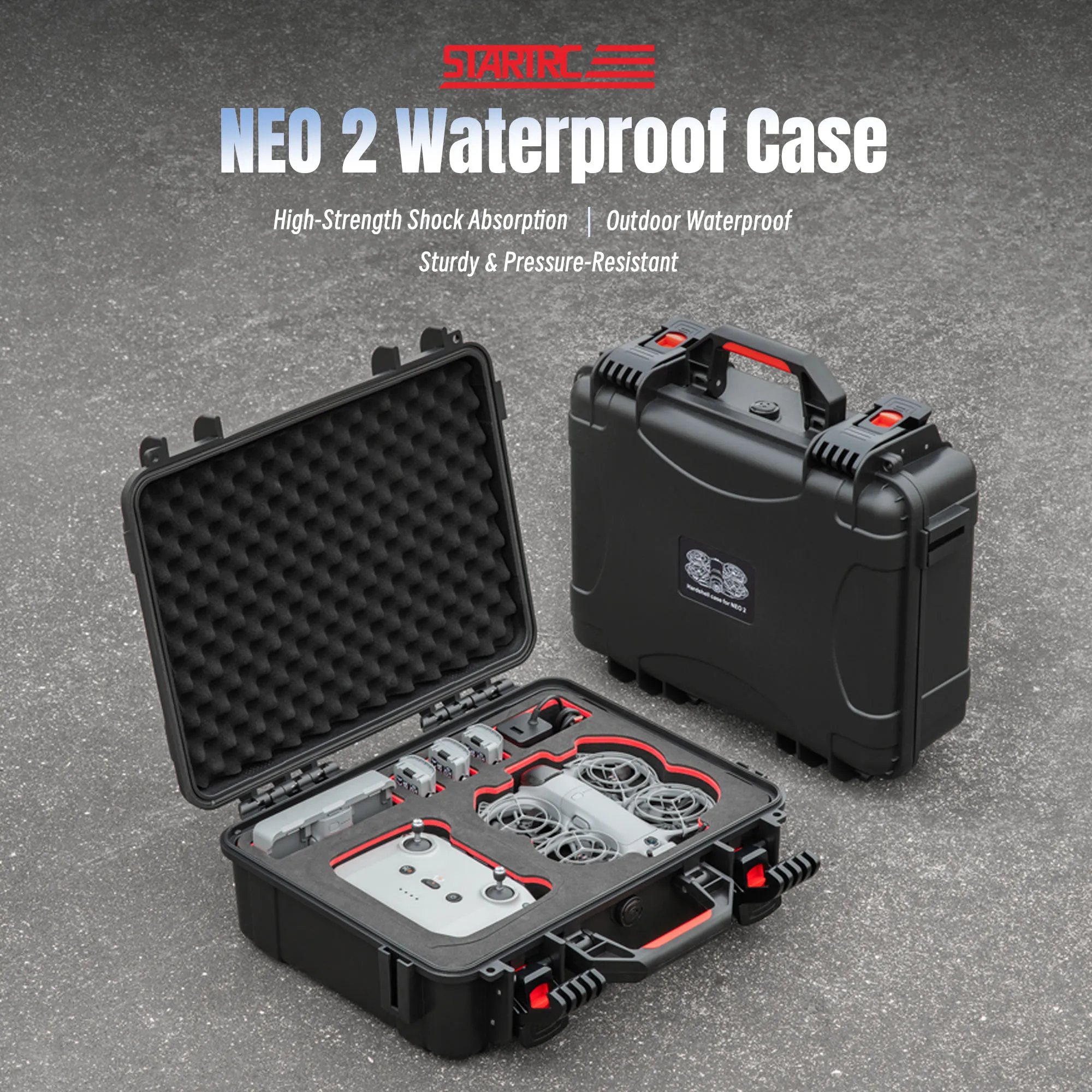 

Кейс для DJI Neo 2 [только кейс], водонепроницаемый жесткий кейс для переноски аксессуаров DJI Neo 2 Fly More Combo для контроллеров RC-N/RC2