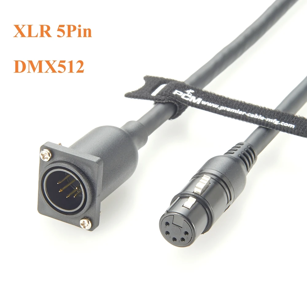 

D Series XLR 5Pin DMX512 Bulkhead Feedthrough Panel Mount Cord XLR Male to Female Extension Cable for Stage Floor Box Patch Bay
