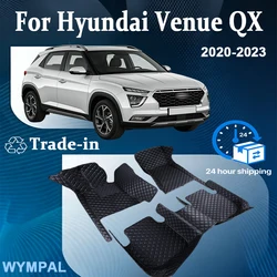Car Floor Mats For Hyundai Venue QX 2020 2021 2022 2023 Luxury Mat Protective Pad Leather Rugs Anti Dirty Carpets Accessories