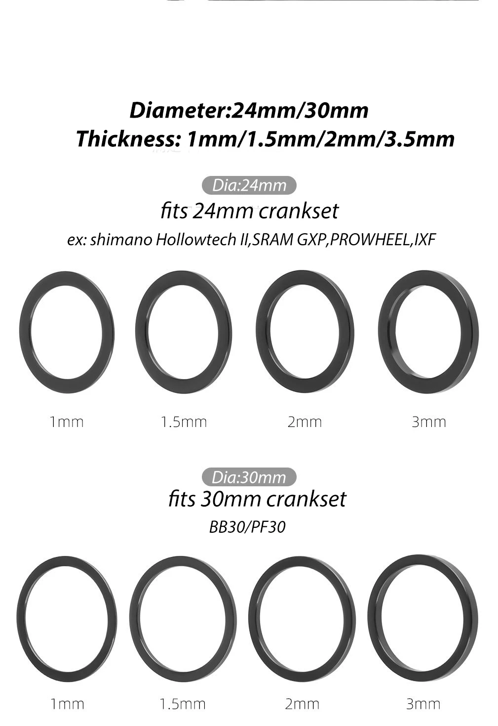 Fahrrad Integrierte Hohl Kurbelgarnitur Unterlegscheibe Kettenblatt Spacer Kassette Kette Rad Unten Btacket Teller Aluminium Legierung – Detail 5