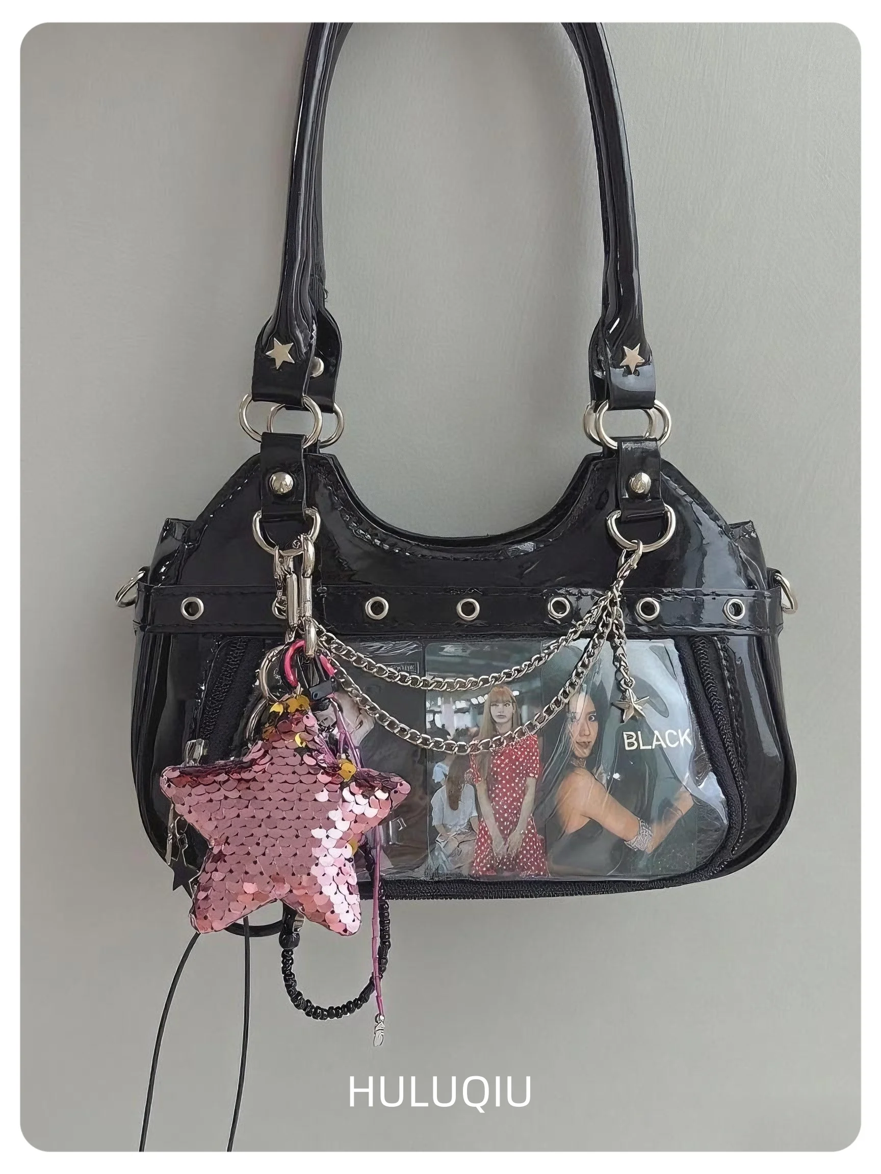 

Fashion Y2K Handbag For Women Personalized Display Shoulder Bag Lady PU Transparent Crossbody Bag Ita Bag Bolsas Сумкa