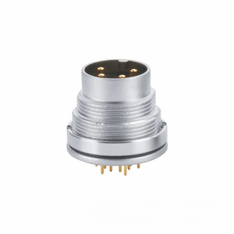 M16 Waterproof Connector 4PIN Male Board End Front  PCB Solder Pin Type IP68 Protection Level