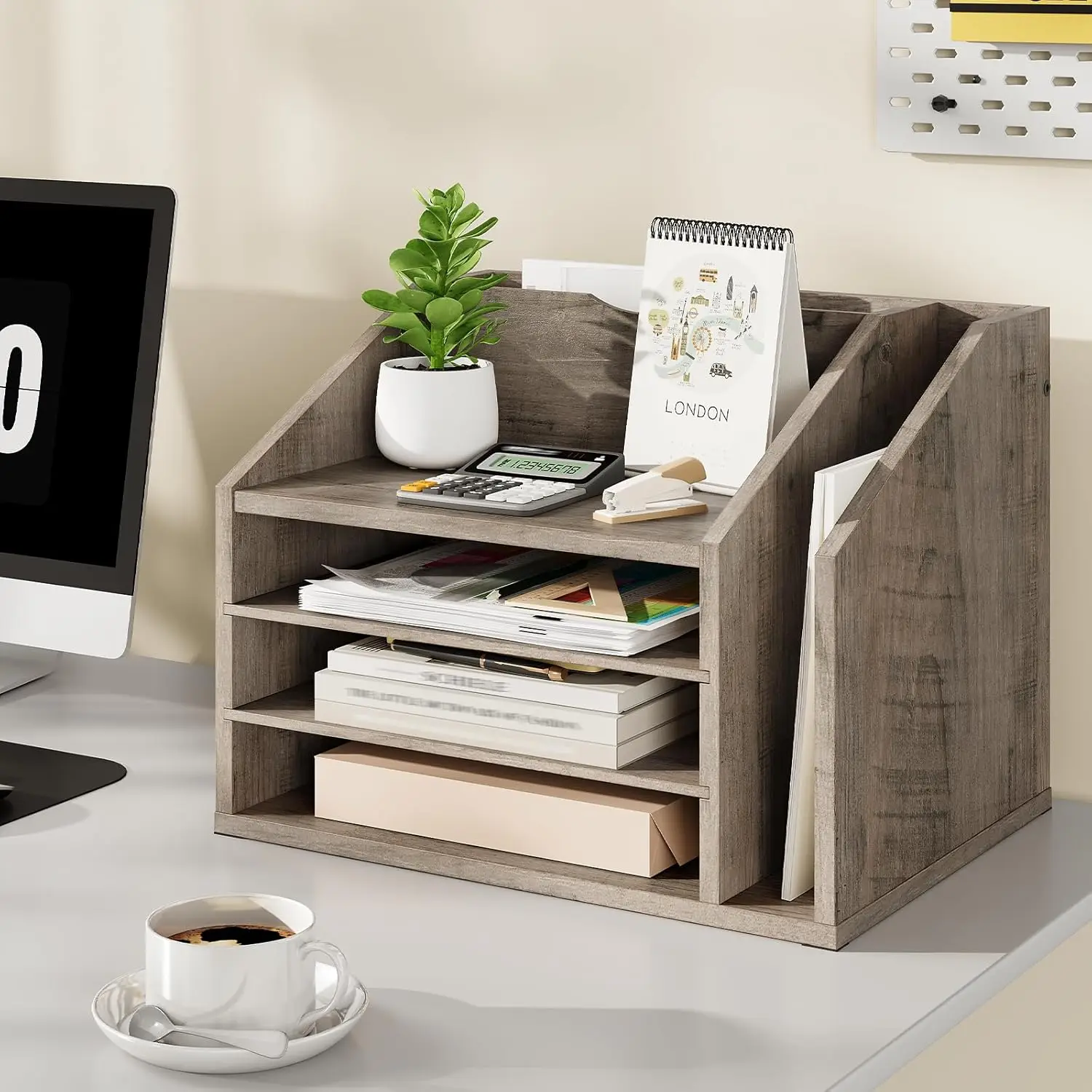 

Office Desk Storage Wood Desktop Home Holder File Stationery All Season Multi-color