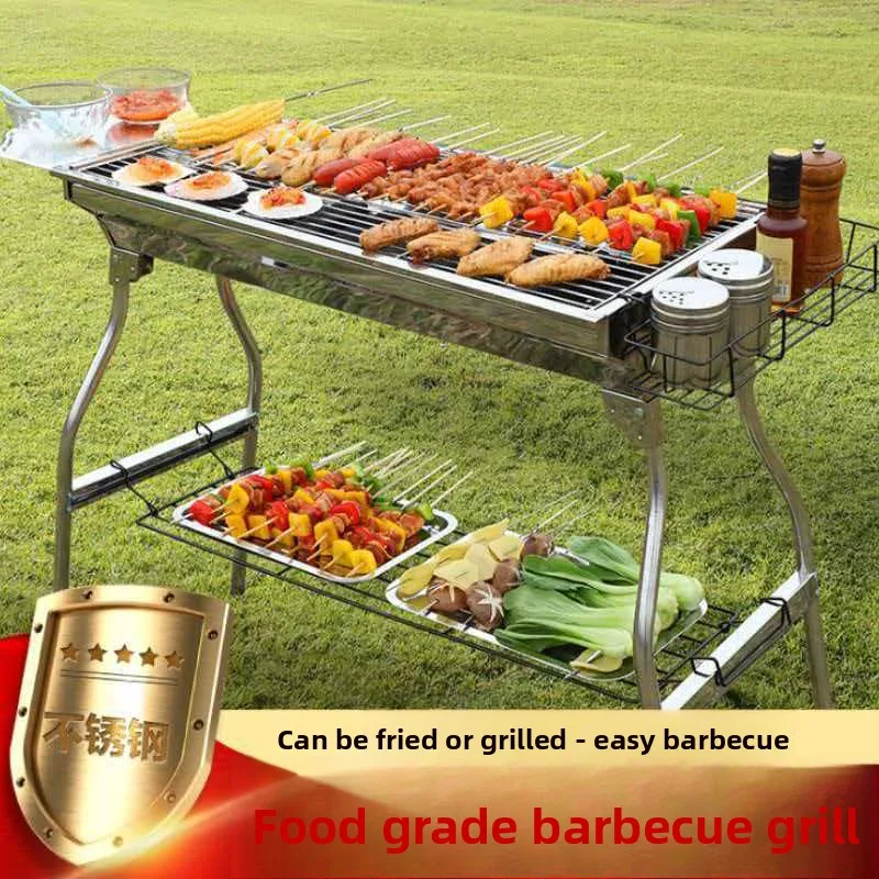 Foldable Smokeless Outdoor Charcoal Grill Thickened Stainless Steel Portable Home Use Bbq Grill Outdoor Portable Grill Barbecue