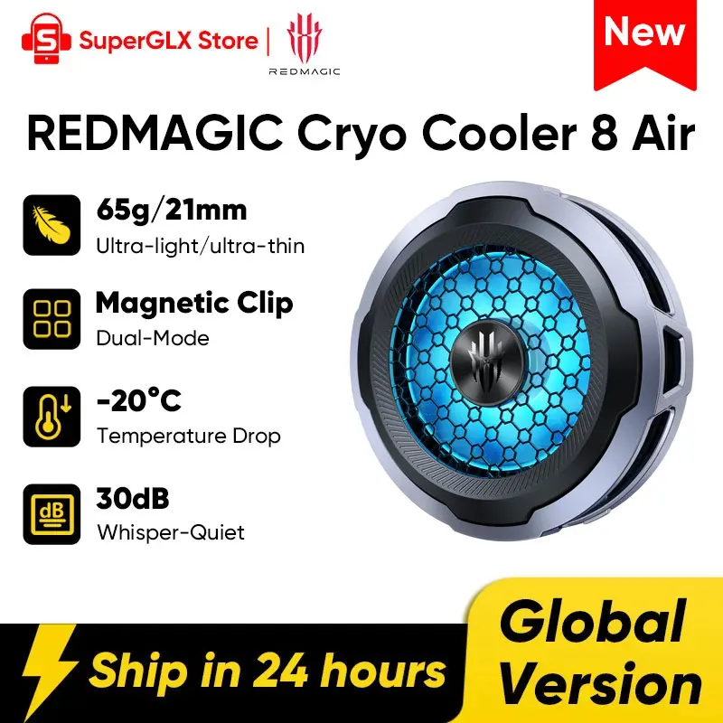 REDMAGIC Cryo Cooler 8 Air Magnetic Phone Cooler 65g Ultra Light 21mm Ultra Thin 30dB Low Noise -20°C Semiconductor Cooling