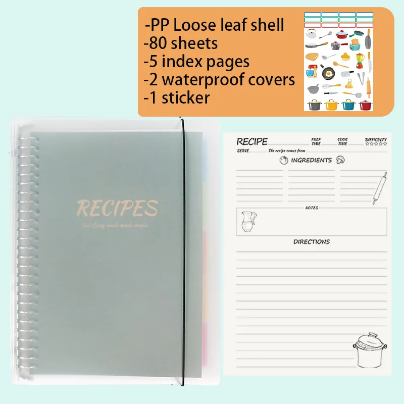 Loose Leaf Família Receita Livro, Plano Livro, Record Receita, Cooking Notes, DIY