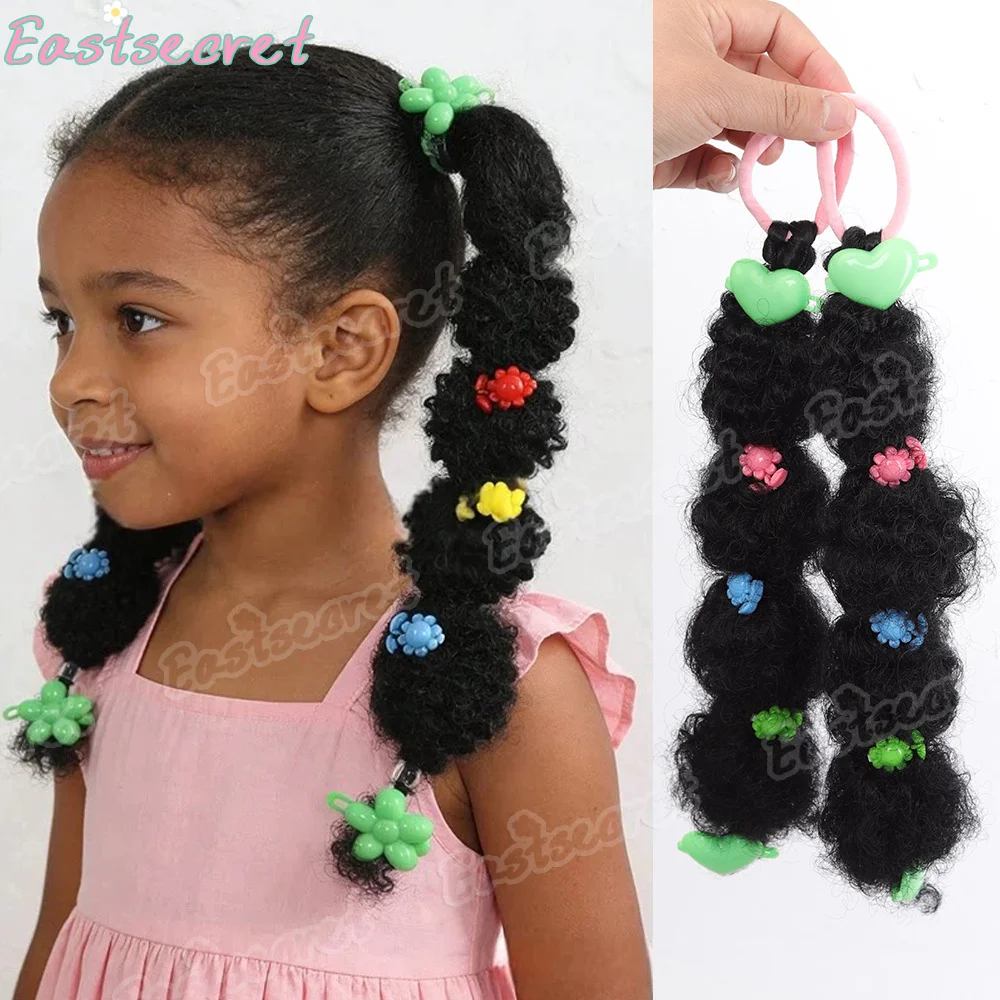 EAST Colorful Accessories Kids Synthetic Wig Ponytail Explosion Ball Cute and Double Ponytail Wig Braid Style Accessories Girl