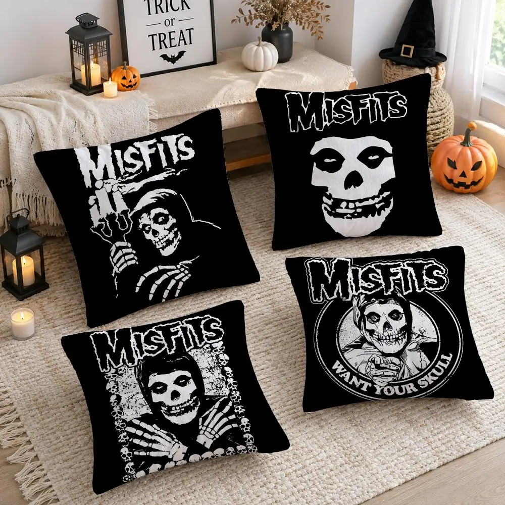 Rock Band M-misfits Cushion Cover Plush Decorative Pillow Case With Hidden Zipper Cutecore Room Decor For Home
