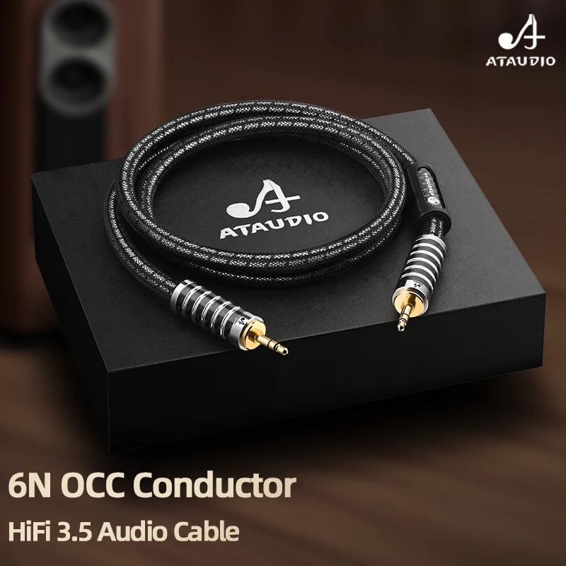 ATAUDIO HiFi 3.5mm to 3.5mm AUX Audio Cable 6N OCC Silver Plated 3.5mm Stereo Male to Male Headphones Cable
