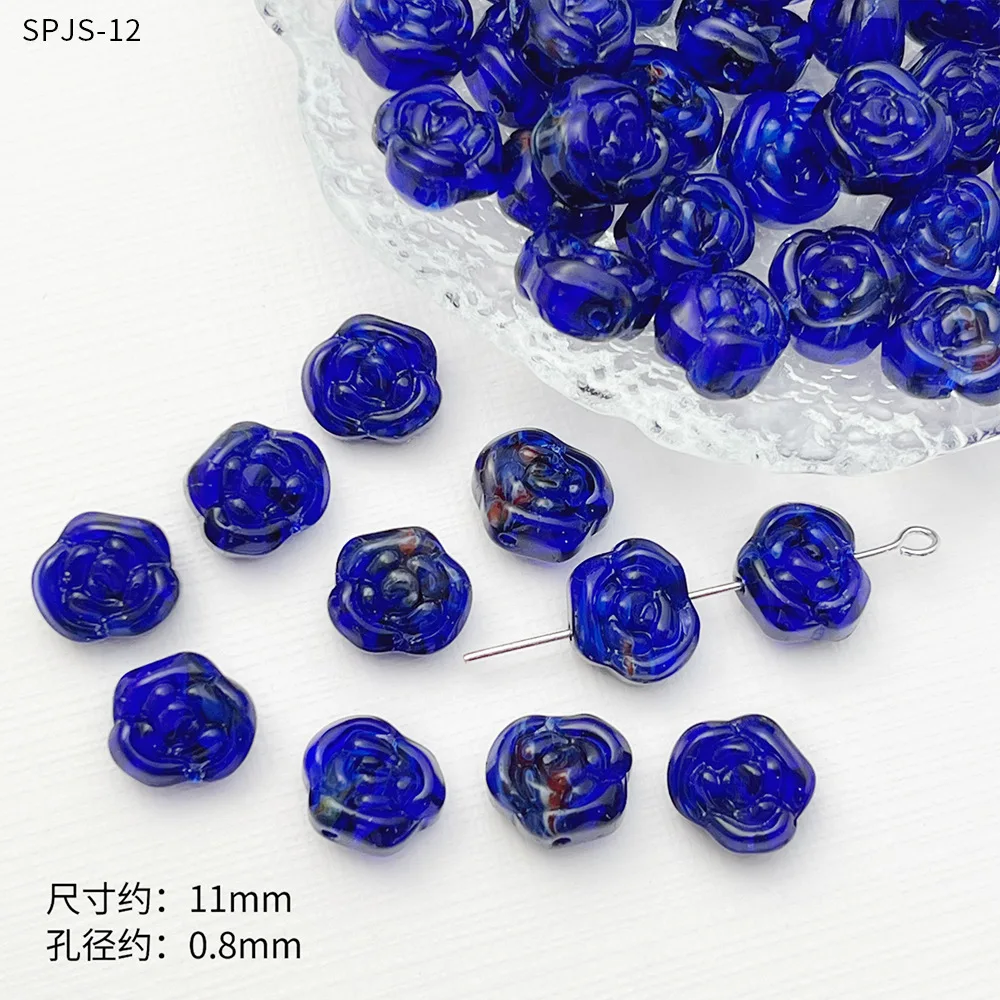 10 sztuk 11mm nowy kolorowy kształt kwiatu Lampwork szklane luźne koraliki Lot do tworzenia biżuterii DIY bransoletki rzemiosło ustalenia — zdjęcie 7