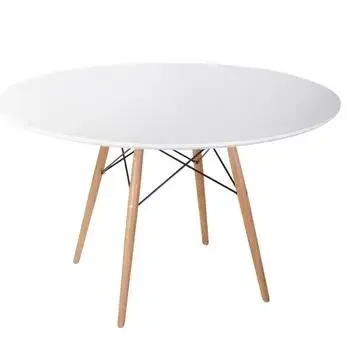Simple Nordic Style Round Dining Tables Leisure Modern Table Solid Wood 4 Legs Tables Black White Diameter 90/100/120cm