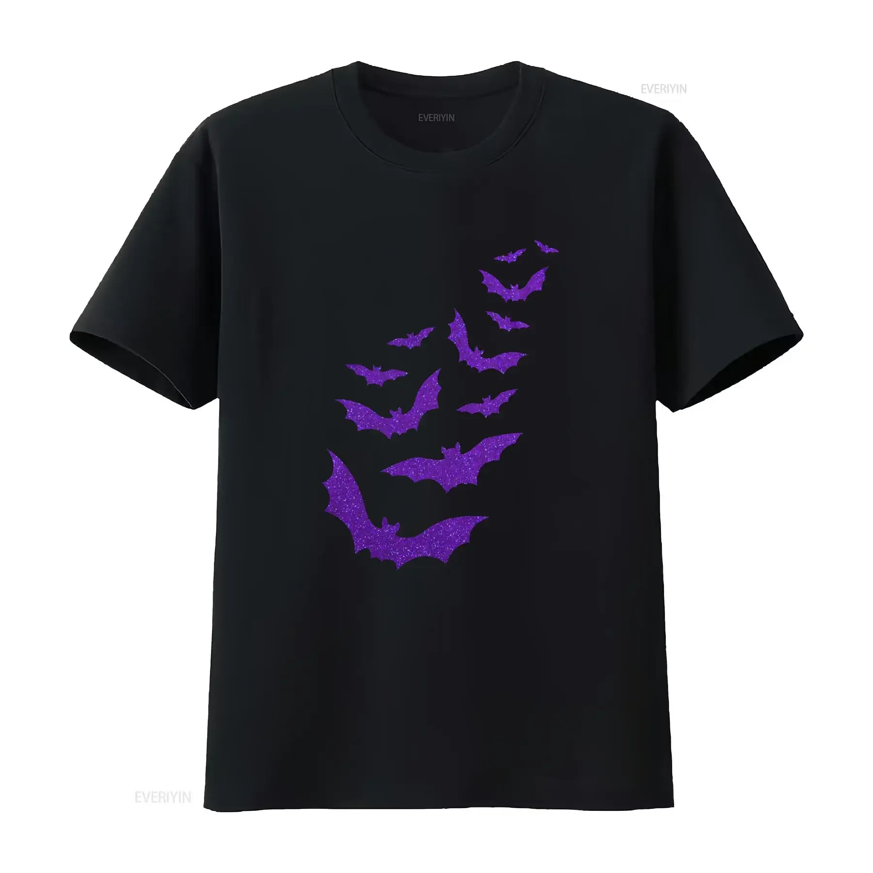GLITTER BATS Purple Vampire T shirt Halloween Women Funny Fang vintage Washed graphic Breathable Slightly designer clothes Soft