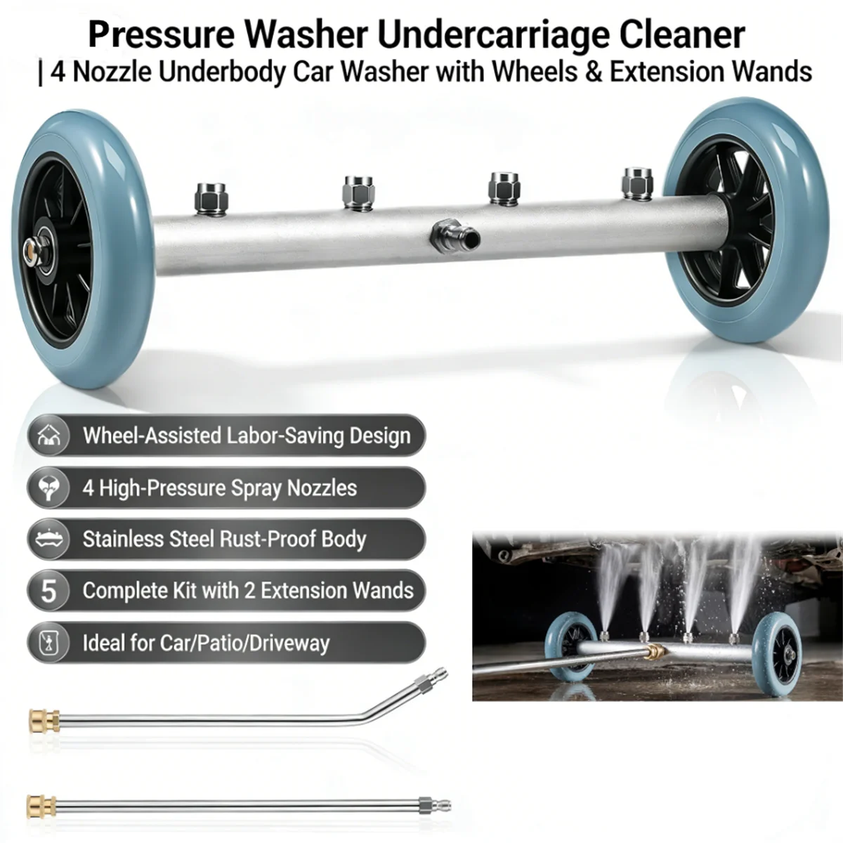 

Насадка-водомет для очистки днища автомобиля (для Karcher/Parkside/Black Decker)